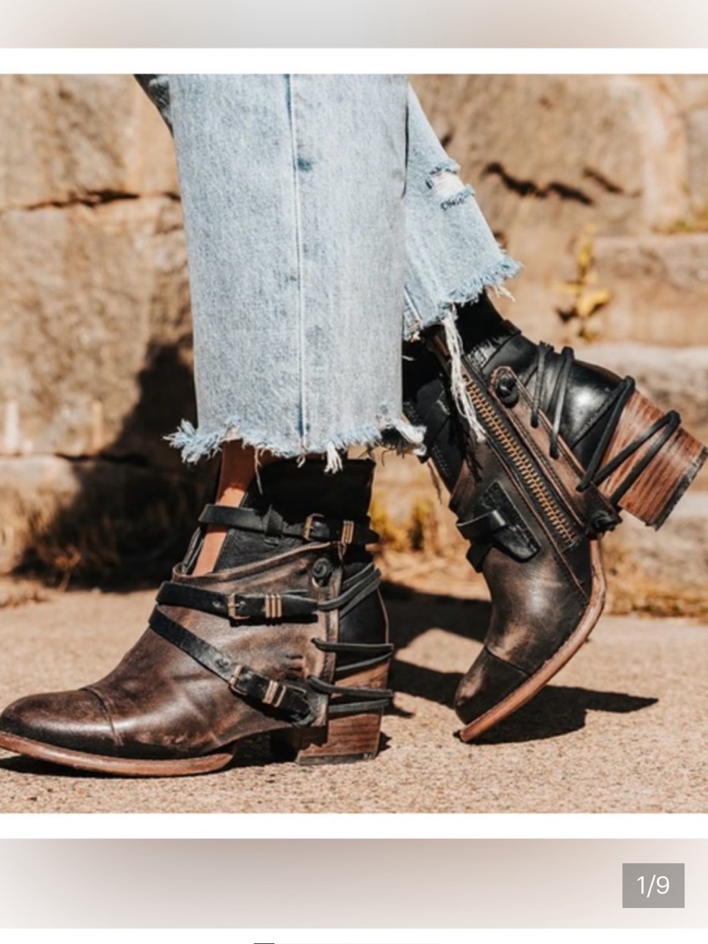 Freebird Crue black distressed size 9 with box